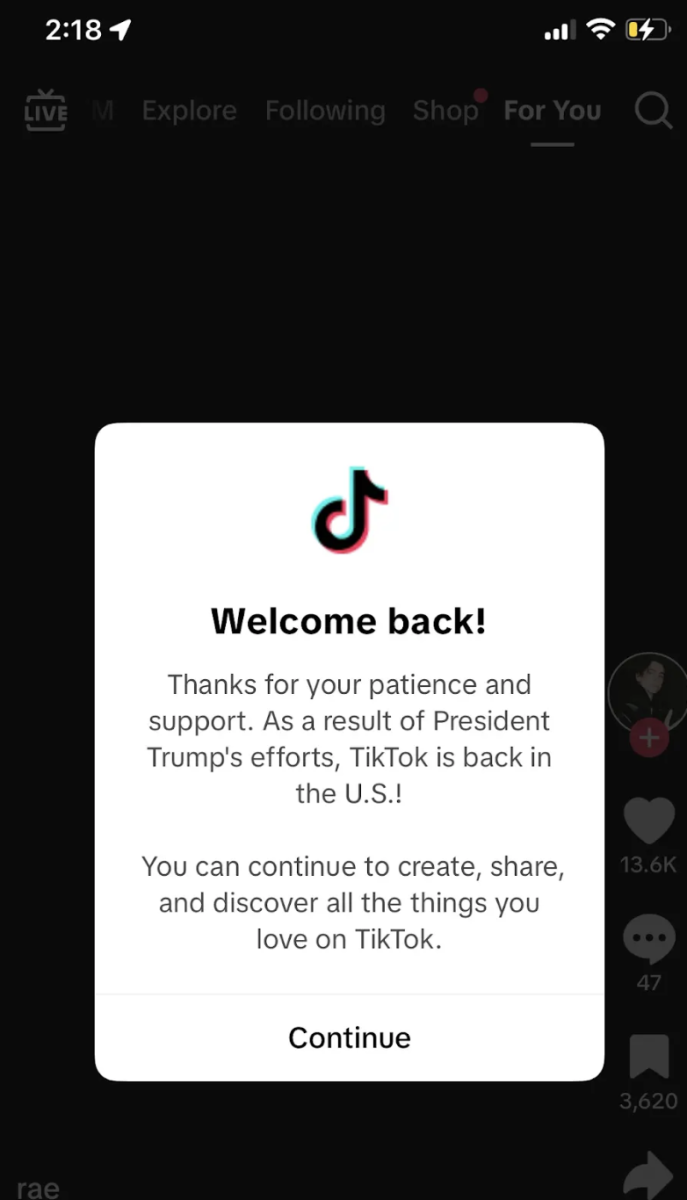 Screenshot of the Tik-Tok announcement 